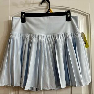 Sky Blue High Rise Woven Pleated Skort - L